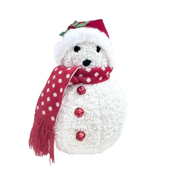 Pottery Barn Cozy- Arlene Snowman-Shaped Pillow Christmas Winter New with Tags - Picture 5 of 6